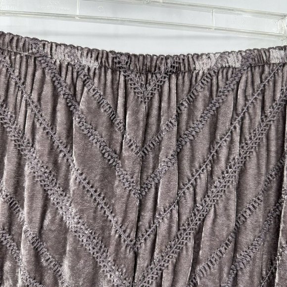 J Jill Gray Velvet Maxi Skirt sz 14 Embroidered Lagenlook BOHO Gray - Picture 6 of 11